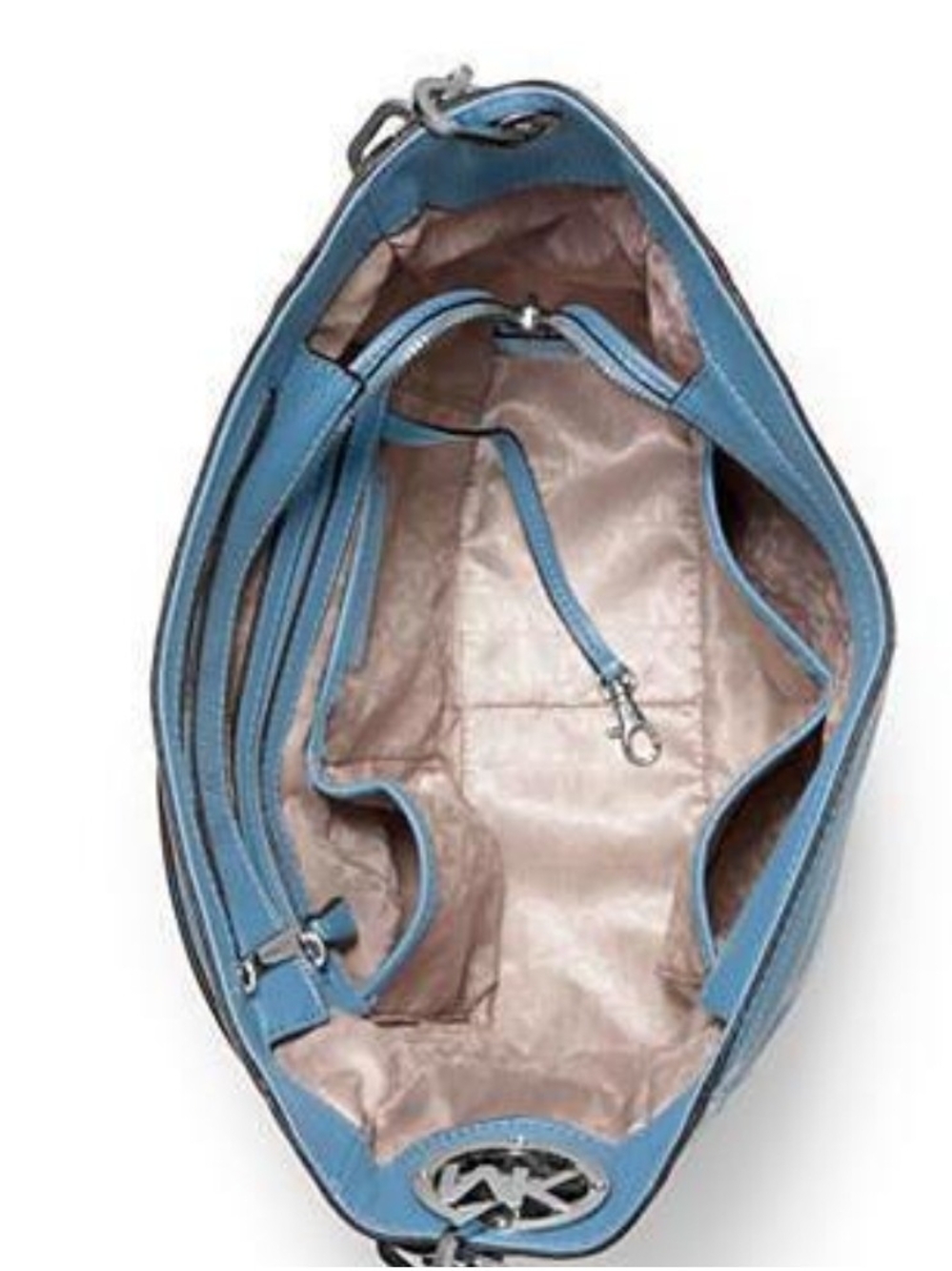 Michael Kors Fulton MD Slouchy Shoulder Sky Blue Handbag - Picture 2 of 7